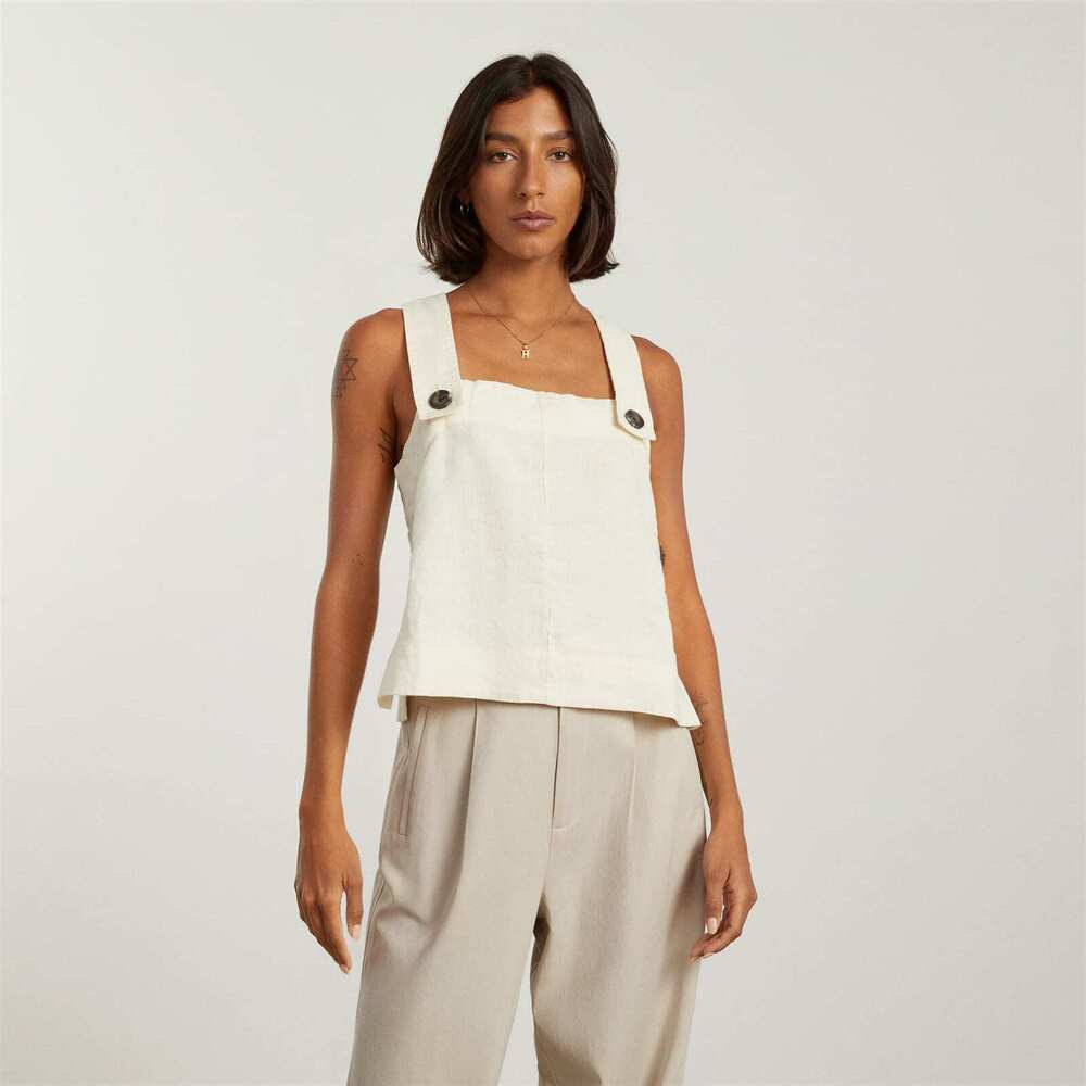 Everlane The Apron Linen Tank White Base - Size 10